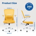 thumbnail image 3 of COOLHUT Office Chair, Ergonomic Office Chair, Comfort Home Office Task Chair, Lumbar Support Computer Chair with Flip-up Arms and Adjustable Height, 350LBS, Yellow, 3 of 11