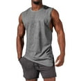 thumbnail image 2 of Langwyqu Summer Sleeveless Men Solid Color Tank Tops Sport Muscle Crewneck Shirt, 2 of 4