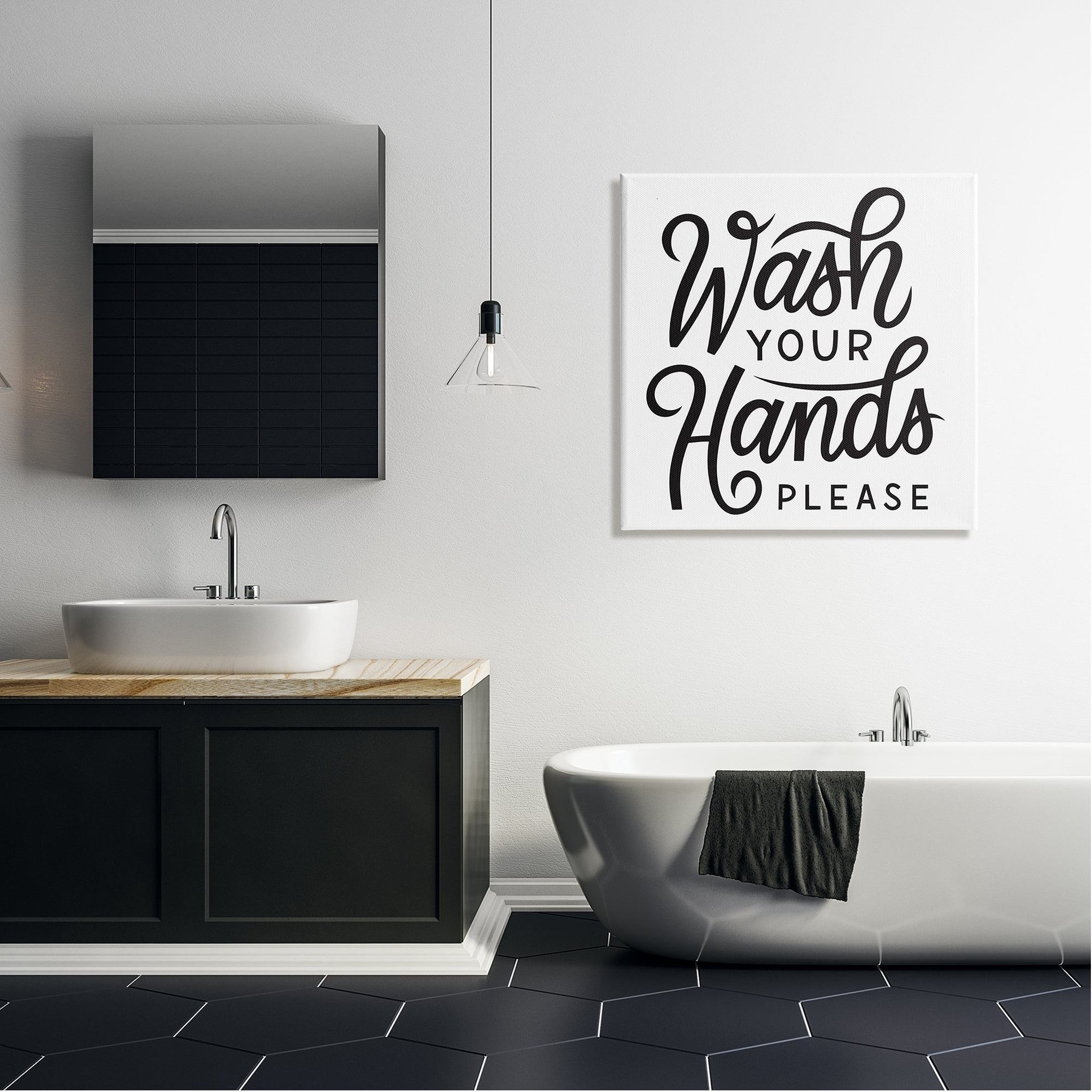 Stupell Industries Wash Hands Please Bathroom Typography Text Sign Canvas Wall Art, 30 x 30, Design by Jalynn Heerdt