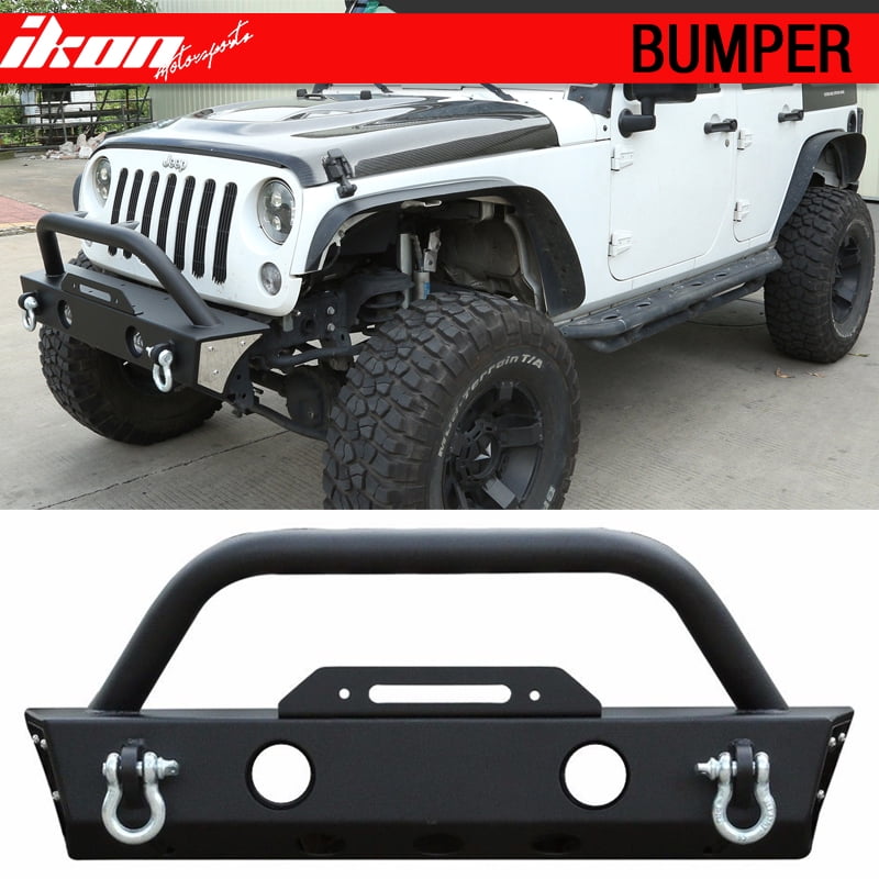 Compatible with 0717 Jeep Wrangler Jk Black Front Bumper Cover With