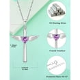thumbnail image 6 of VESITIM Angel Wings Cross Necklace 925 Sterling Silver Heart Pendant Birthstone Created Amethyst Religious Jewelry for Women, 6 of 7