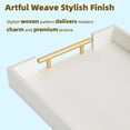 thumbnail image 2 of MODE HOME 2 Piece Woven Leather Ottoman Tray with Gold Handles, Perfect Rectangular Serving Tray for Living Room, Coffee Table Tray as Thoughtful Gift for Home Decor Enthusiasts (White), 2 of 8