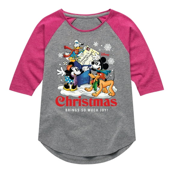 Disney - Christmas Brings So Much Joy - Toddler & Youth Girls Raglan Graphic T-Shirt