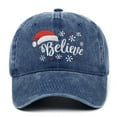 thumbnail image 2 of Yuanlong Unisex Baseball Cap Snowflake Embroidery Washed Cotton Adjustable Dad Cap Christmas Holiday Gathering Outdoor Sun Hat, 2 of 3