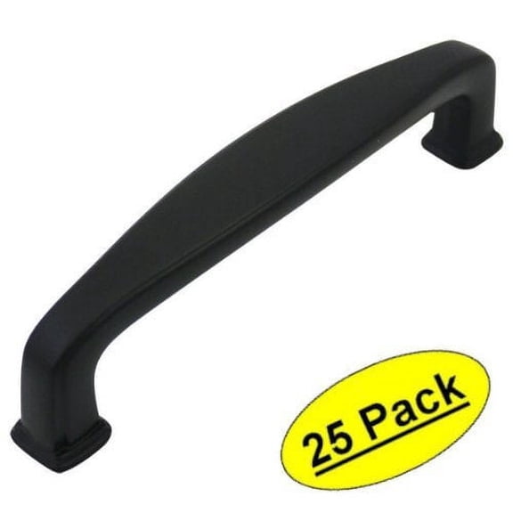 Cosmas 4389FB Flat Black Modern Cabinet Hardware Handle Pull - 3" Inch (76mm) Hole Centers - 25 Pack