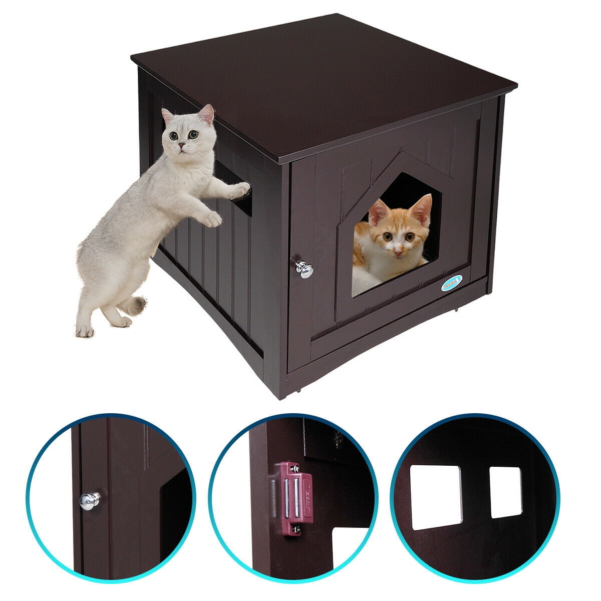 Veryke Cat Houses, Cat Shelter, Pet House Ottoman, Multipurpose Cat or Small Dog Bed Cube Cat Furniture, Brown Veryke Cat Houses, Cat Shelter, Pet House Ottoman, Multipurpose Cat or Small Dog Bed Cube Cat Furniture, Brown