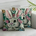 thumbnail image 2 of COMIO Hello Easter Bunny Eggs Truck Decorative Throw Pillow Covers , Spring Welcome Peeps Retro Porch Outdoor Home Decor, Floral Farmhouse Stripes Holiday Sofa Couch Cushion Case&nbsp;2pc, 2 of 6