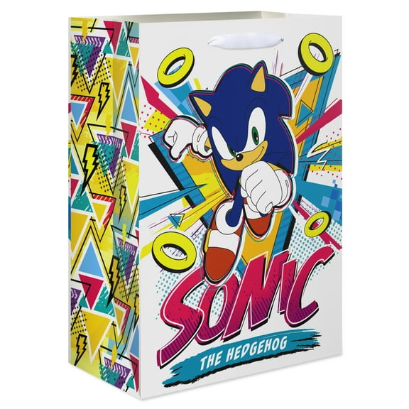 American Greetings 10 in. Sonic The Hedgehog Medium White Gift Bag (1-Count)