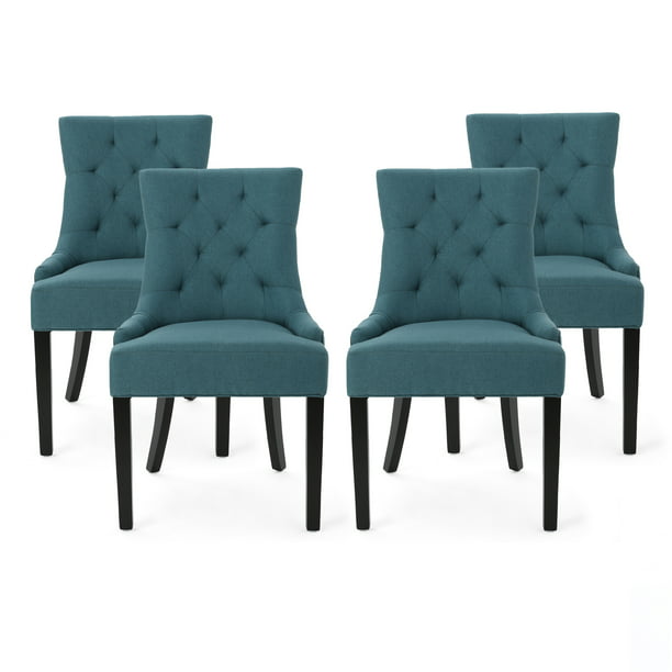 Stacy Contemporary Tufted Fabric Dining, Dark Teal Dining Room Chairs