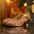 thumbnail image 6 of THEE BRON Toddler Flower Girl Gold Giltter High Heels Princess Dress Shoes, 6 of 6