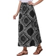 thumbnail image 4 of Summer Maxi Skirts for Women 2026 Paisley Print Elastic High Waist Boho Flowy Beach Skirt S Black, 4 of 6