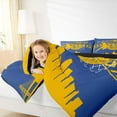 thumbnail image 4 of Manfei Modern Basketball Athlete Bedding Comforter Set for Child, Ball Sports Lover Twin Comforter Sets, Blue Gold Stripes Lines Reversible Bedding Set, Breathable Home Decor, 2pcs, 4 of 8