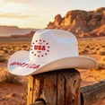thumbnail image 4 of Homeyce USA American Flag Cowboy Hat for Men Women Cowgirl Hat for Costume Party,White, 4 of 5