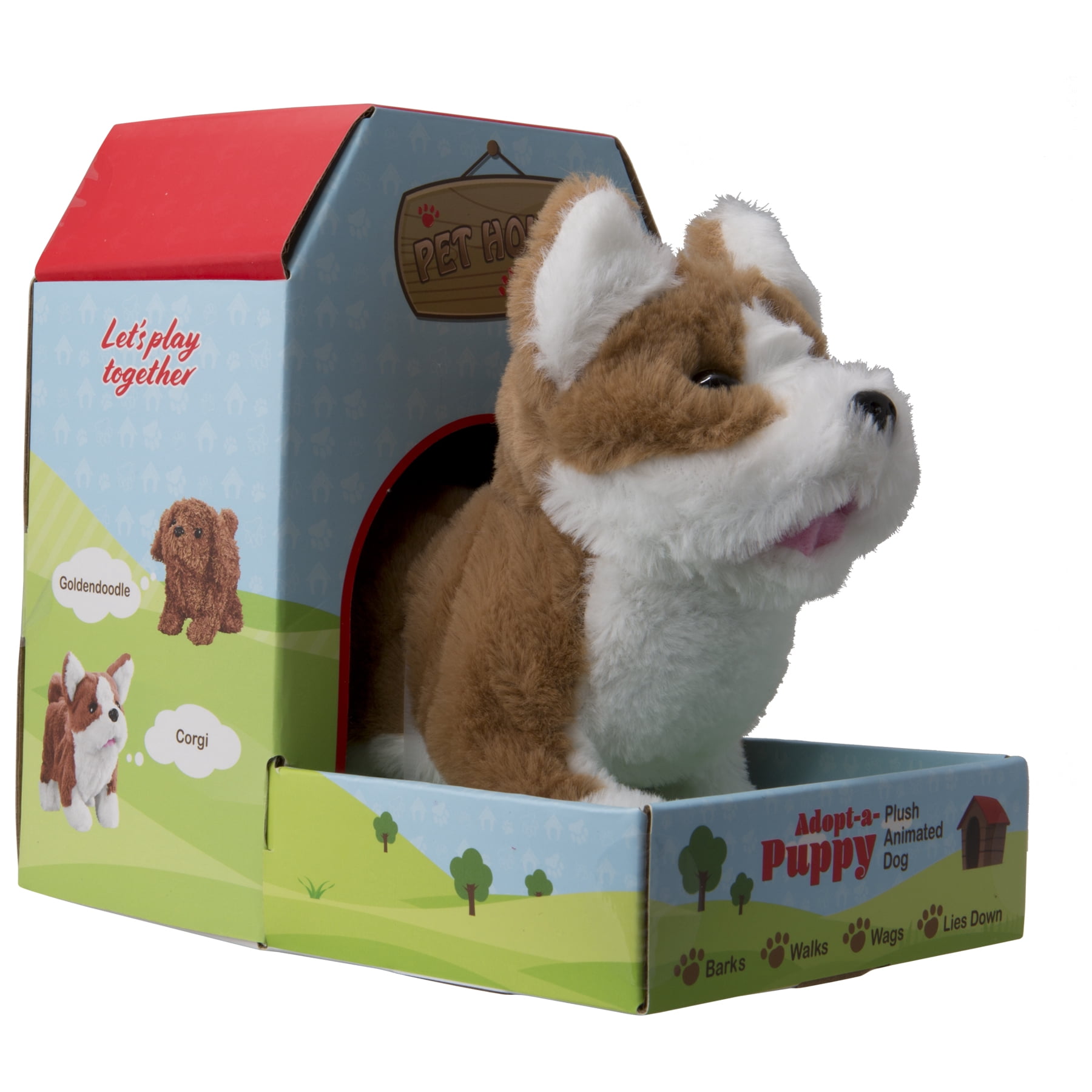 GPX Plush Battery Powered Toy Dog, GT10DOGSW, Brown and White
