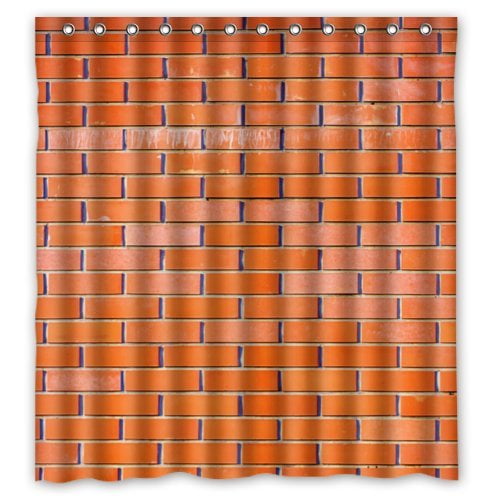 BPBOP Style Funny Design Red Brick Wall Shower Curtain Waterproof