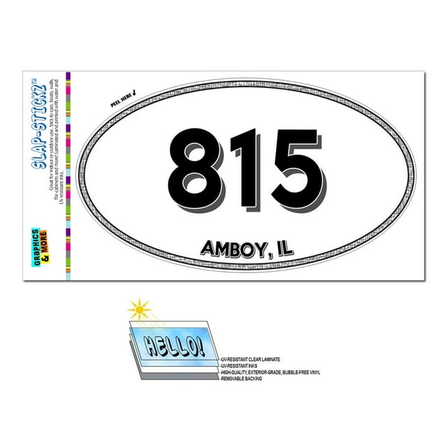 815 - Amboy, IL - Illinois - Oval Area Code Sticker - Walmart.com