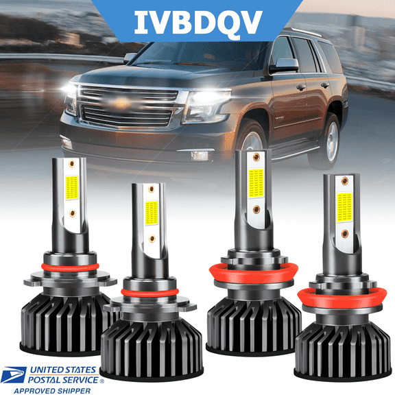 For Chevy Tahoe 2007-2020 LED Headlights Combo 9005 High Beam   H11 Low Beam Bulbs Kit 4Pcs 30W 6000K White