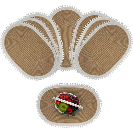 

BHT Premium Oval Placemats Set of 8 Hand-Woven Cloth Placemats Set of 8 Farmhouse Placemats Boho Placemats Rattan Placemats Dining Table Décor Table Mats Set of 8 Farmhouse Table Decor