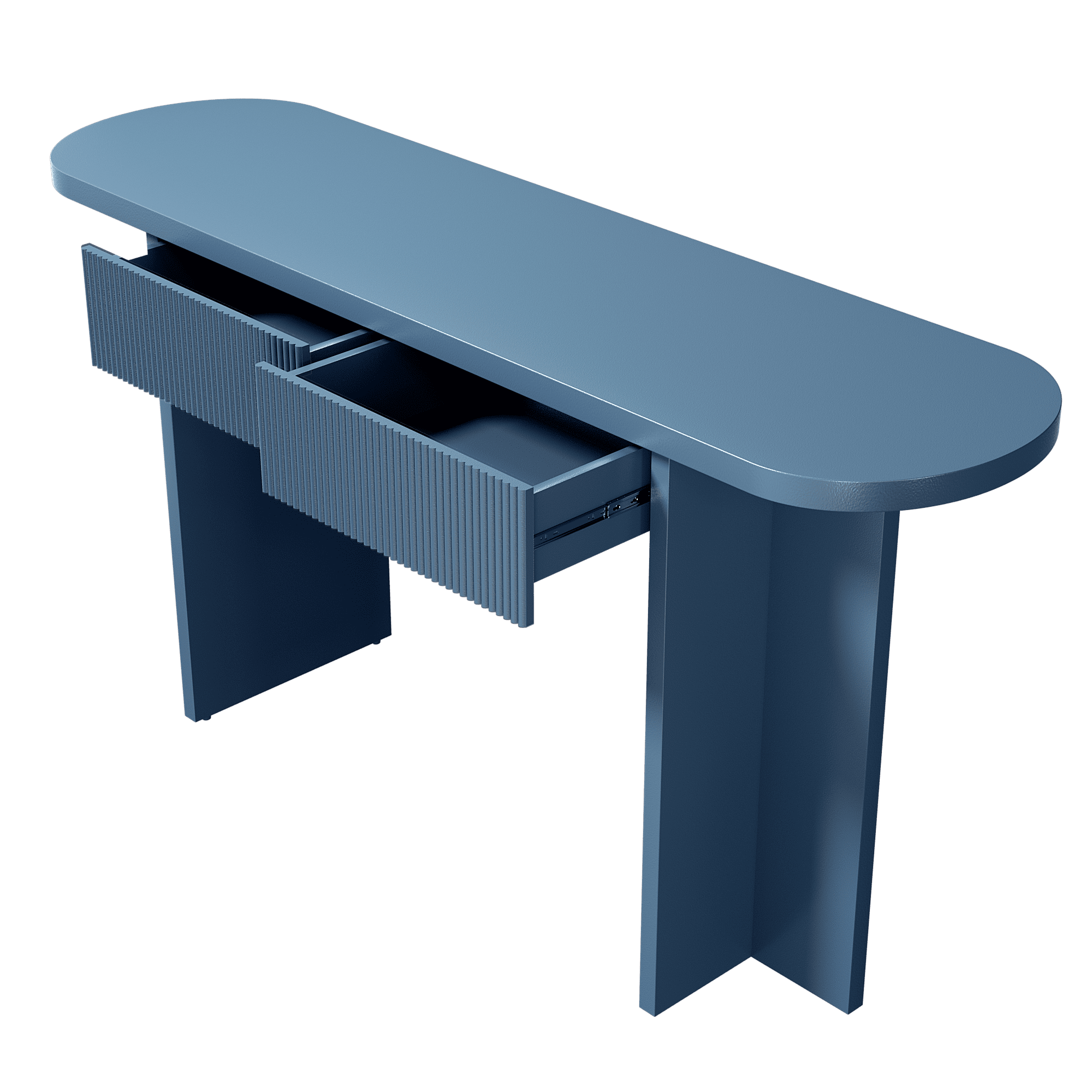 Mintazer 63" Fluted Console Table with 2 Drawers, Modern Entryway Tables with Storage, Sofa Table for Entryway Hallway Living Room, Blue