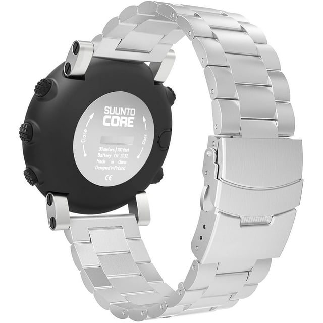Bracelet Compatible avec Suunto Core, Bracelet de Montre Universel en Acier Inoxydable avec Fermoir de Sécurité pour Montre Intelligente Suunto Core, Convient aux Bracelets 5.12 Pouces-8.46 Pouces, Argent
