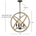 thumbnail image 3 of JONATHAN Y Soka 4-Light 20" Adjustable Globe Metal/Rope LED Pendant, Black/Brown, 3 of 6