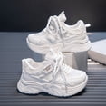 thumbnail image 3 of WNVMWI Little Girls Mesh Running Shoes Toddlers Casual Platform Sneakers Childrens Lace Up Walking Sneaker White Sizs 2, 3 of 5