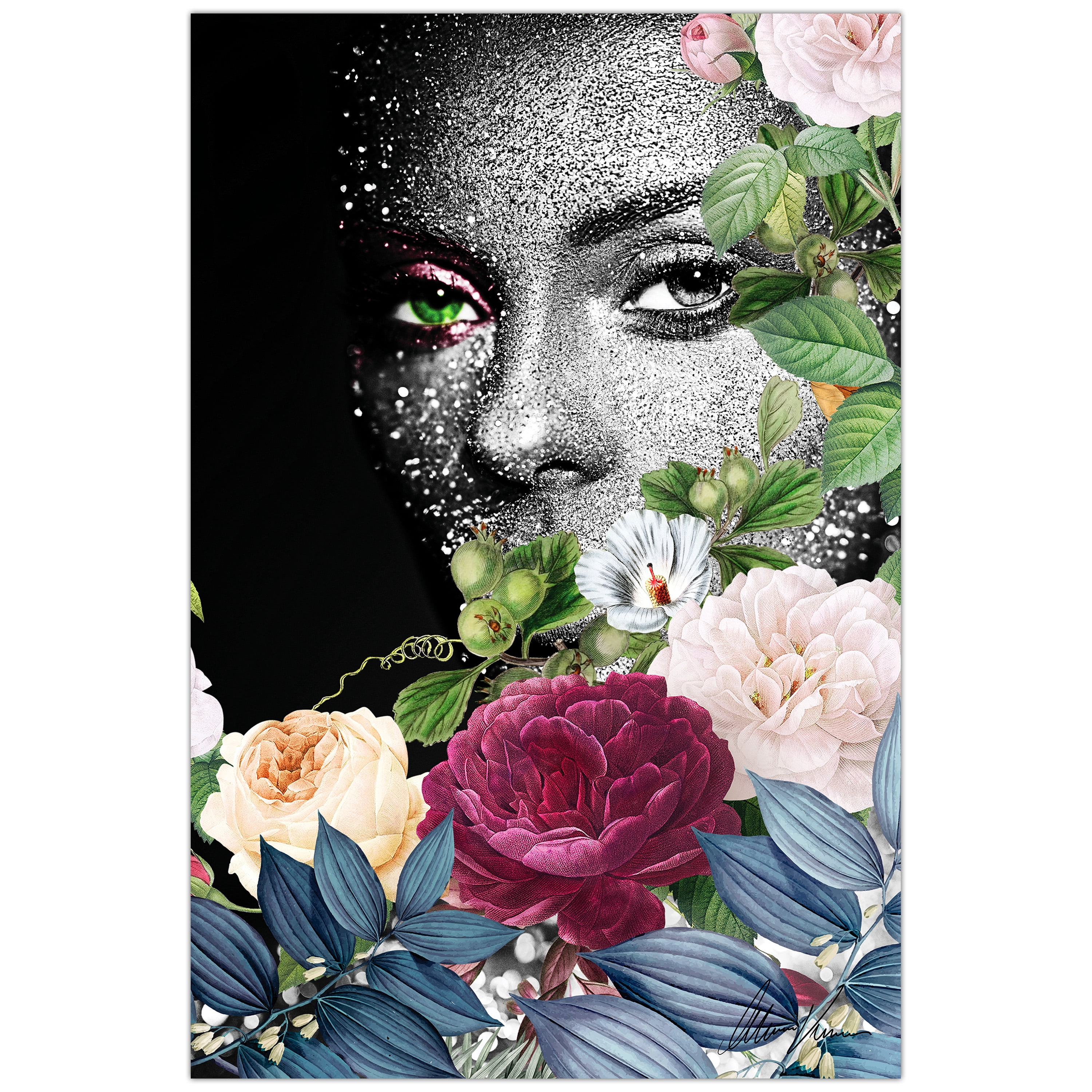 Earth Goddess Frameless Free Floating Tempered Glass Panel Graphic Wall Art , 48" x 32" each