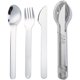 thumbnail image 1 of Juego de cubiertos portátiles de 3 piezas, juego de utensilios de bolsillo de acero inoxidable 18/8, juego de cuchillos con funda para almuerzo, viajes, camping, picnic (gris), 1 of 4