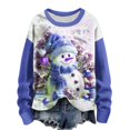 thumbnail image 2 of Riecok Christmas Sweatshirts for Women Long Sleeves Collared Neck Wintertime Christmas Funny Graphic Outfit Holiday Sweatshirts Comfy Loose Pullover Hoodless Tops Blue S, 2 of 4