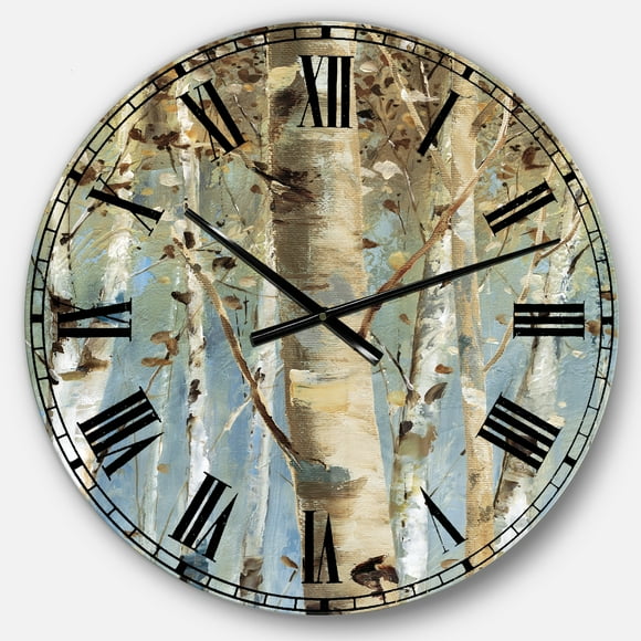 DesignArt White Birch Forest II Large Wall Clock