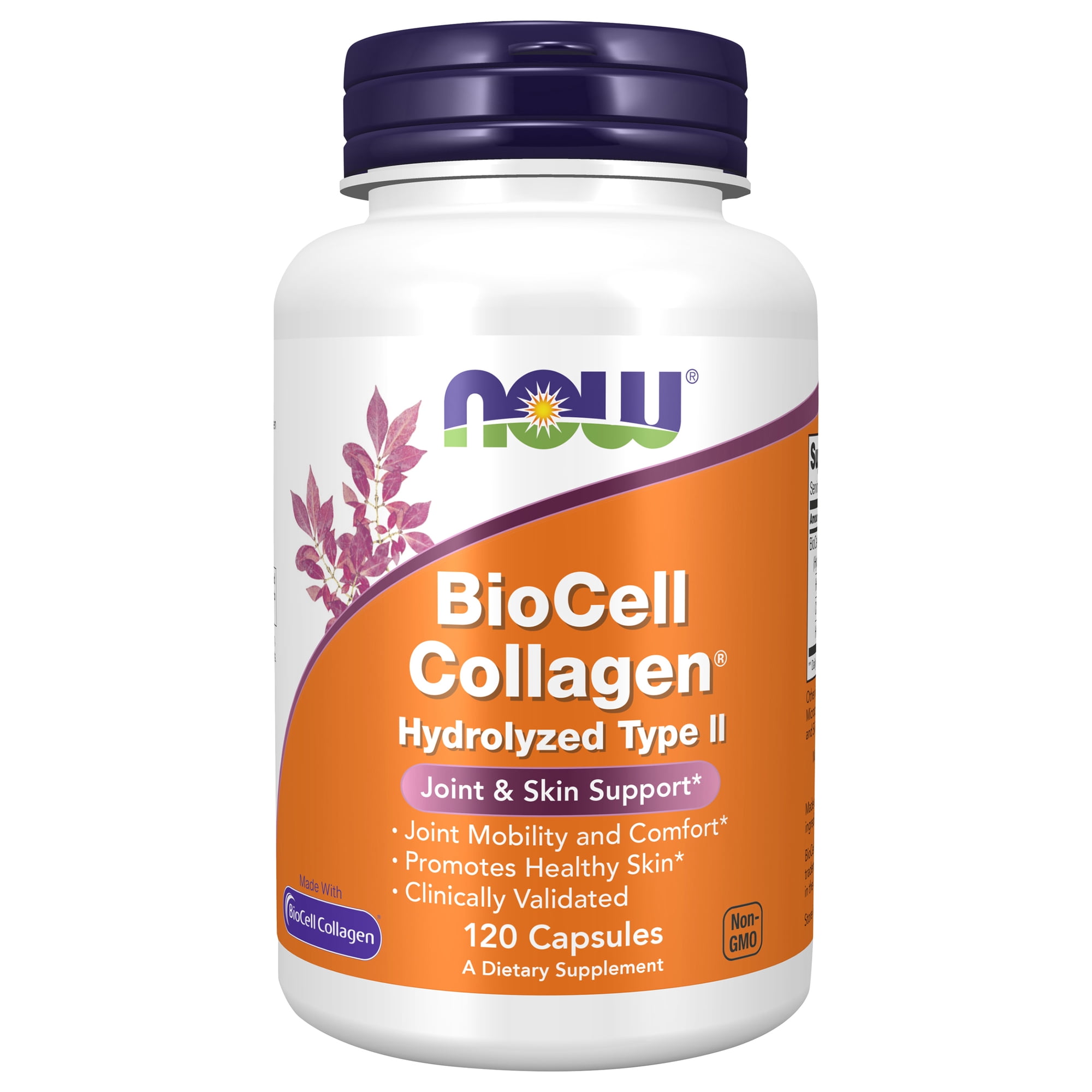 NOW Supplements, BioCell Collagen® Hydrolyzed Type II, Clinically Validated, 120 Veg Capsules