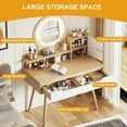 thumbnail image 3 of Natural Wood & White Vanity Set with Round LED Mirror & Solid Wood Legs, 3 of 7
