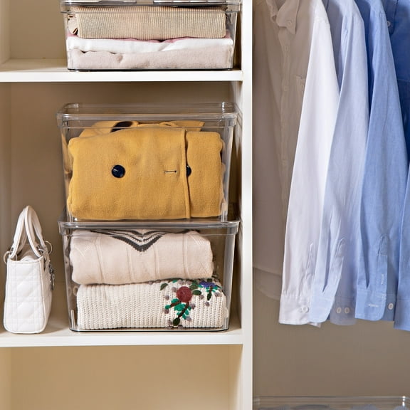 HANAMYA Storage Bin Organizer with Durable Lid and Latch, 17 Liter, Set of 4 Set of 4, with Lid