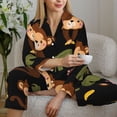 thumbnail image 5 of Xecao Monkeys Swinging from Palms Print Women Pajamas Set Soft Sleepwear Pjs long Sleeve Button Down Nightwear with Long Pants, 5 of 6