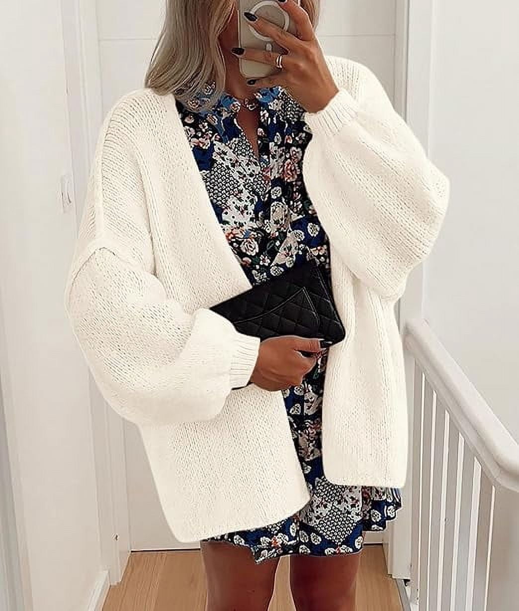 Women's Long Lantern Sleeve Open Front Lightweight Knit