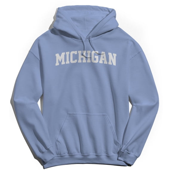 Michigan Graphic Light Blue Men's Cotton Pullover Hoodie