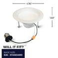 thumbnail image 3 of Bulbrite 862652 4 in. 12W LED High Lumen Downlight Retrofit Smooth Round Dimmable - 80CRI 2700K 120V Light, White - Pack of 4, 3 of 4