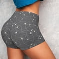 thumbnail image 4 of Lsque Airplane Routes Around The World Pattern High Waisted Biker Shorts for Women-Tummy Control Fitness Athletic Workout Running Yoga Gym Shorts,Moisture-Wicking-, 4 of 9
