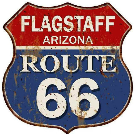 FLAGSTAFF, ARIZONA Route 66 Shield Metal Sign Man Cave Garage Size: 12"x 12"