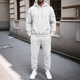 thumbnail image 7 of Fleece Tracksuit Mens Full Set 2-Piece Hooded Sweatshirt and Joggers Activewear Solid Color Hoodies Bottoms Track Suits for Men Fall Winter Hoody Jogging Pants Sets Gym Running Sportswear White XXL, 7 of 7