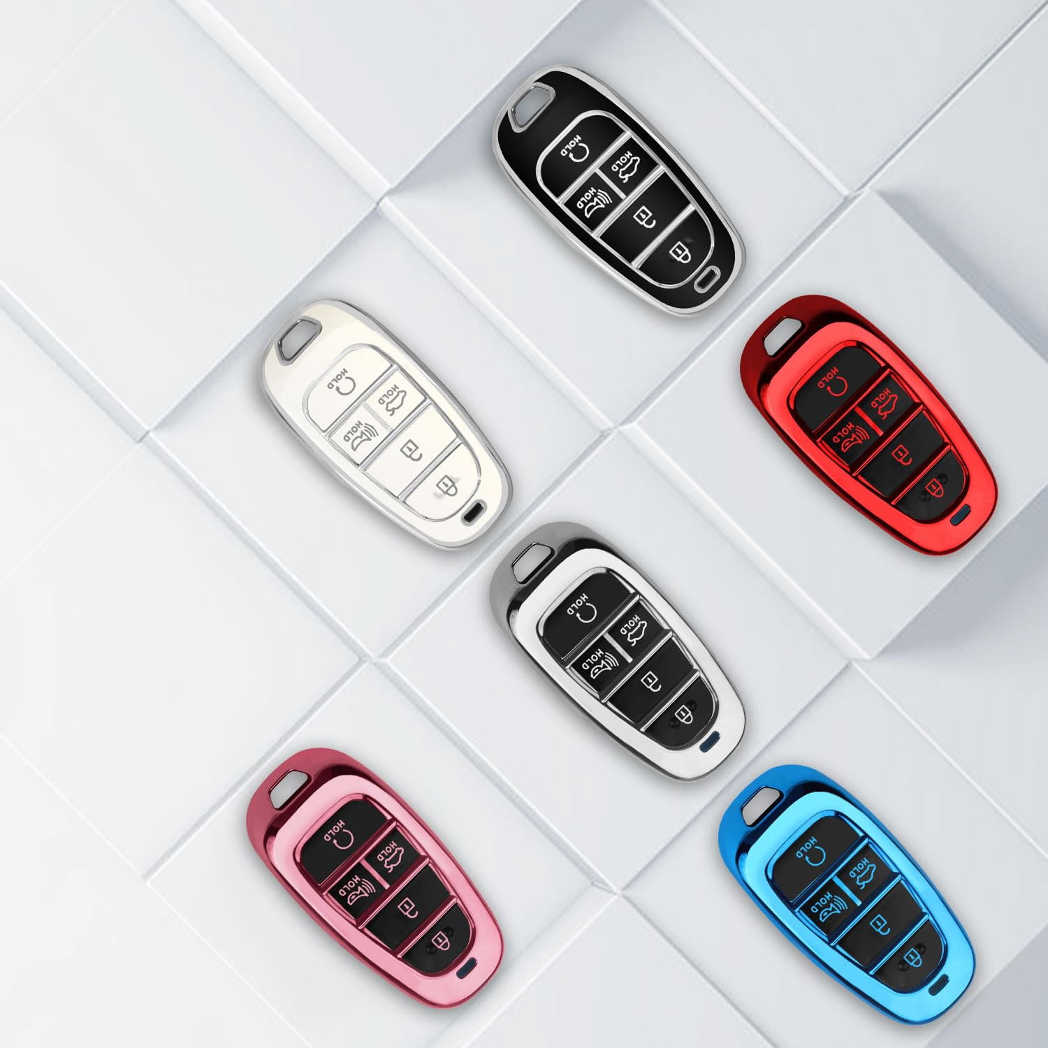 For Hyundai Key fob Cover Fits for 2024 2023 2022 2021 Hyundai Sonata Santa fe Tucson Smart 5 Button Key Case Shell