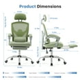 thumbnail image 3 of CONCETTA Ergonomic High Back Mesh Office Chair with Footrest and Armrests, Adjustable Lumbar Support, Headrest, and Reclining, Swivel Rolling Desk Chair for Home and Computer Tasks, Green, 3 of 10
