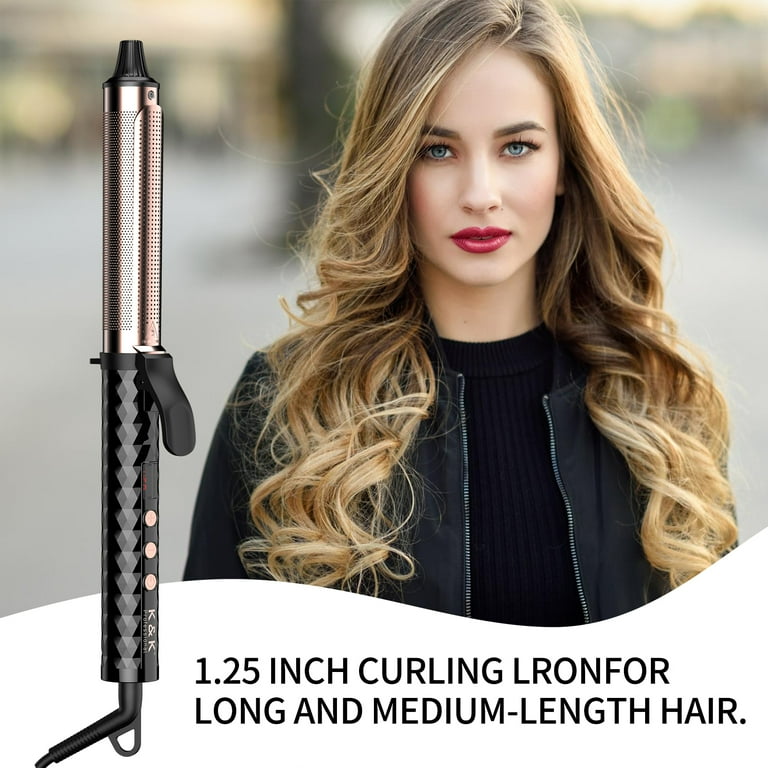 K K Professional Infrared Hair Curling Iron 1 1 4 inch 1 Infrared Heater Ceramic Barrel That Stays Hot 1.25 Inch Hair Iron Curler for Medium to Large Curls Travel Ready International Dual Voltage. Wal...