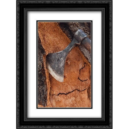 Cork Oak bark being harvested for wine corks and other products, San Vicente de Alcantara, Extremadu 2x Matted 18x24 Black Ornate Framed Art Print by Oxford, (Best Time To Visit San Francisco Wine Country)