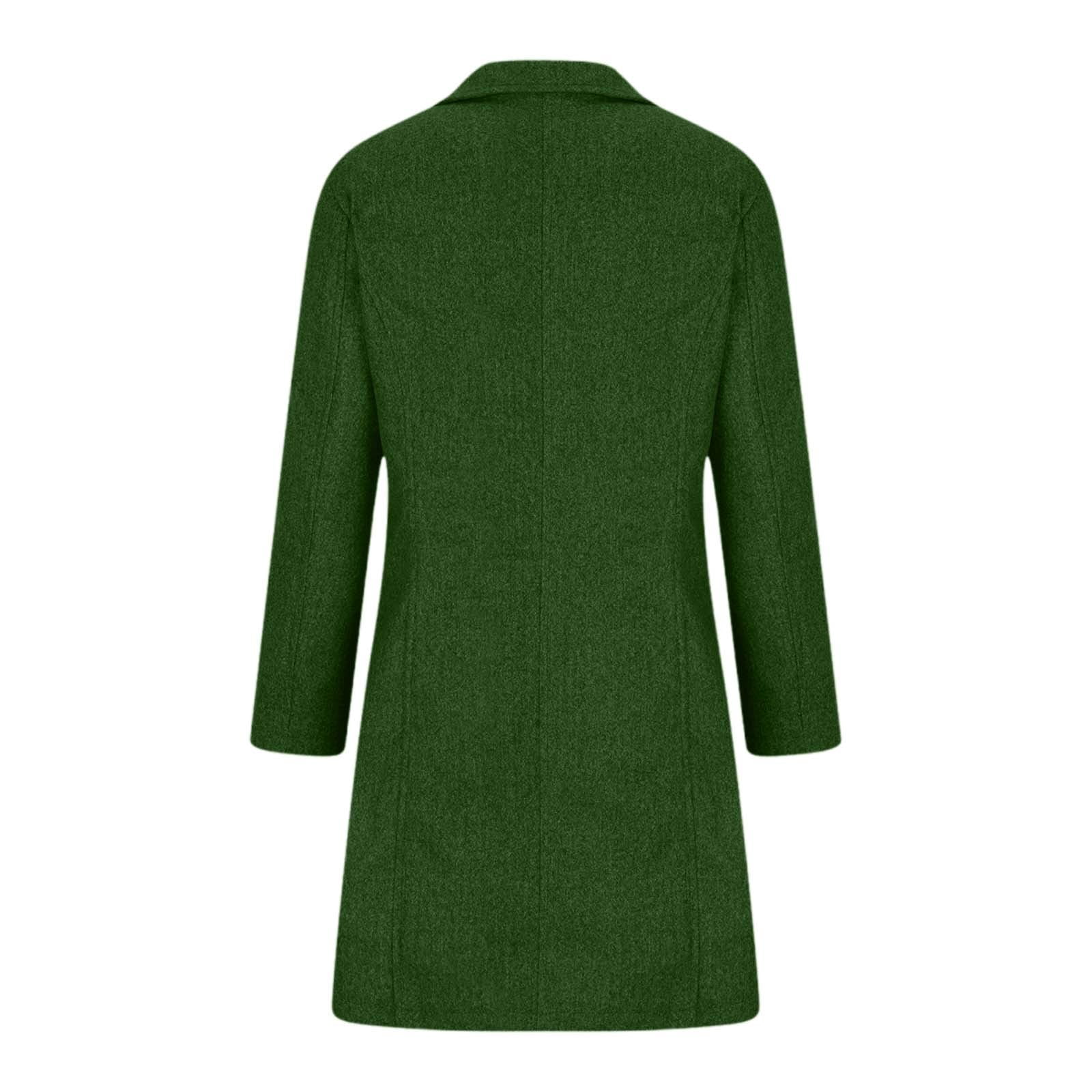 Women's Vintage Longline Solid Wool Coat Autumn/Winter Outerwear Womens Lightweight Windbreaker Jacket Warm Winter Jacket for Women Warmer Windbreaker Women plus Size Hooded Jacket Hiking Clothes