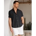 thumbnail image 3 of COOFANDY Men's Summer Beach Cotton Linen Short Sleeve Shirt Oxford Chambray Western Shirts, 3 of 6