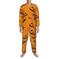 thumbnail image 3 of Fotbe Trick Or Treat Pattern Long Sleeve Pajama Set for Men,Sleepwear Set,2-piece Loungewear Set,Soft PJs Comfy Nightwear with Pockets-Small, 3 of 7