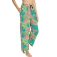 thumbnail image 2 of Sigee Colorful Palm Leaves Print Women's Soft Pajama Pants - Breathable and Comfortable Lounge Sleep Bottoms with Elastic Waistband and Pockets-, 2 of 9