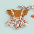 thumbnail image 3 of Toddler Baby Girl Romper Short Sleeve Toddlers Loose Ruffle Dress Headband Summer Sunsuit Pink 6-9 Months, 3 of 8