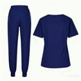 thumbnail image 4 of Black Scrub Sets For Women,Scrubs for Women Set, Stretchy V-Neck Top & Jogger Pants with Multi-Pocket Yoga Waistband - Navy - XL, 4 of 4